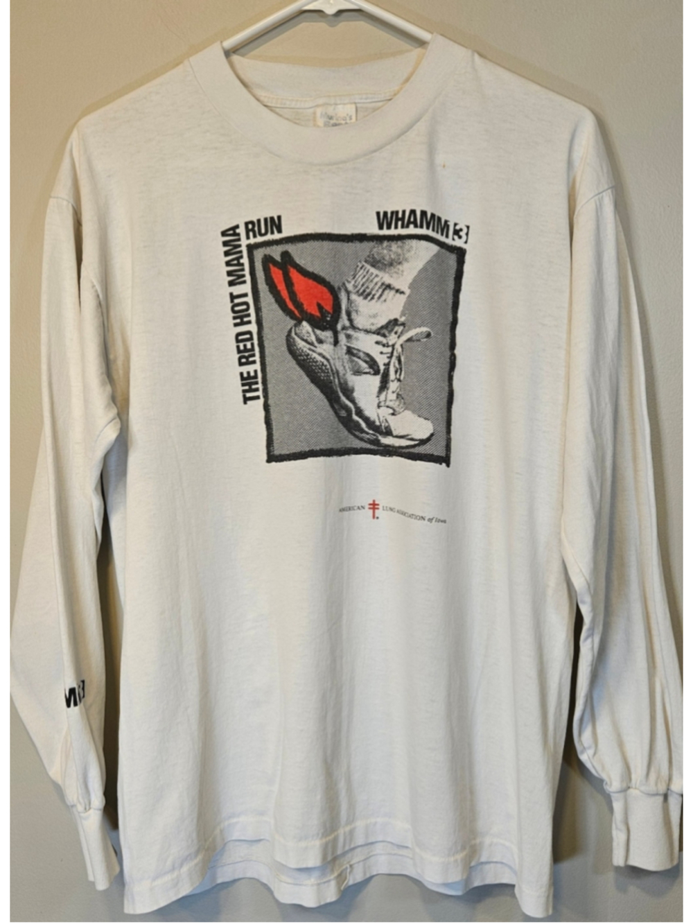 Vintage 90s WHAMM Red Hot Mama Run Shirt USA Running Shoe Long Sleeve